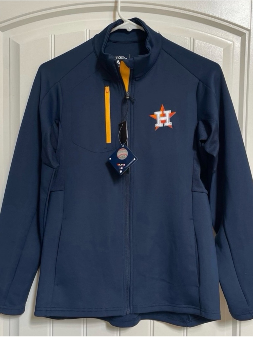Antigua Navy zip up pullover  with Orange Trim and Astros Logo